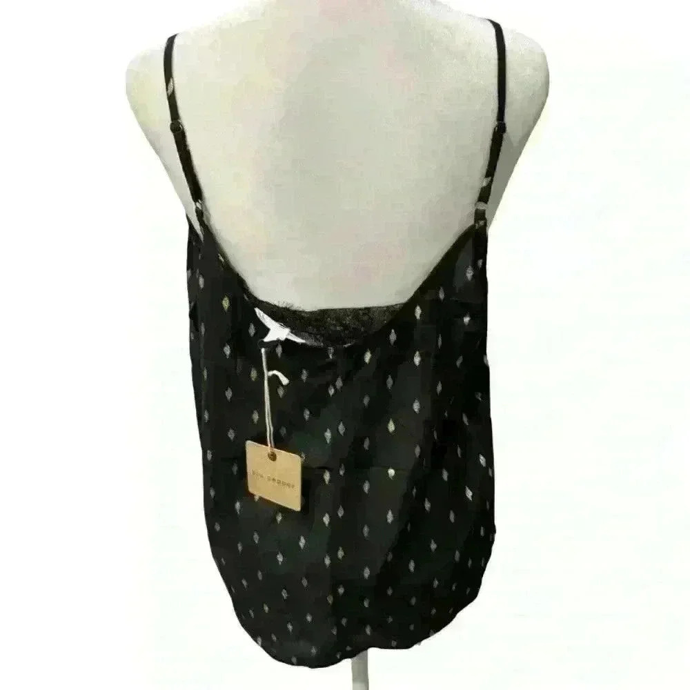 Blu Pepper New With Tags Black Tank Lace Bralette Gold Details - Picture 6 of 9